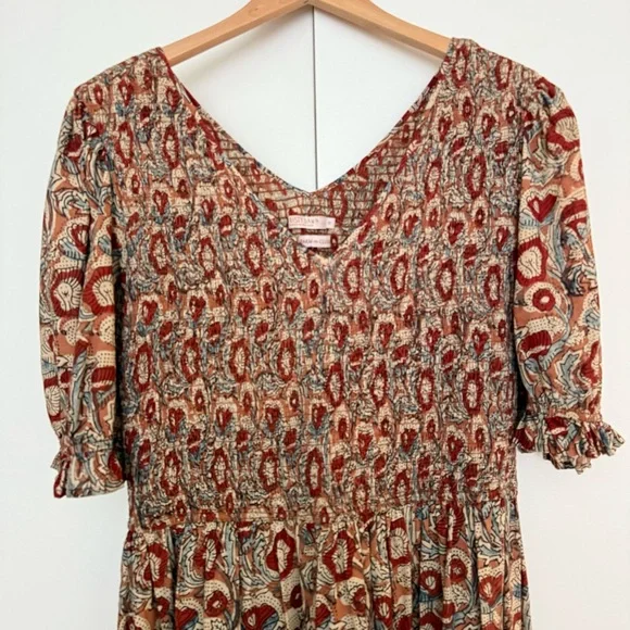 Christy Dawn Brown Smocked Puff Sleeve Sundress - Picture 2 of 5